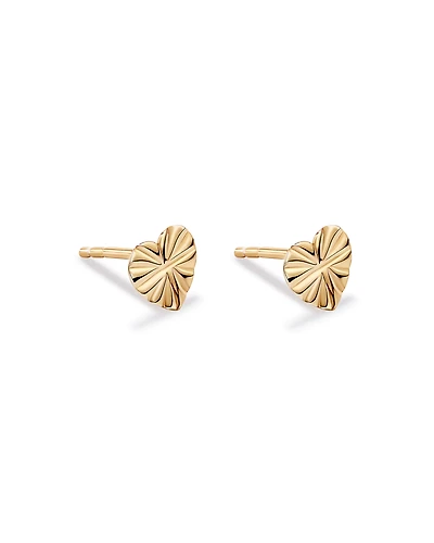 Textured Heart Stud Earrings in 18kt Vermeil