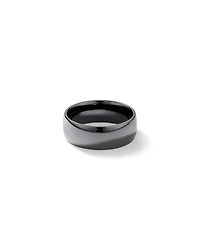 Bague de mariage en titane noir poli à dôme de 8 mm