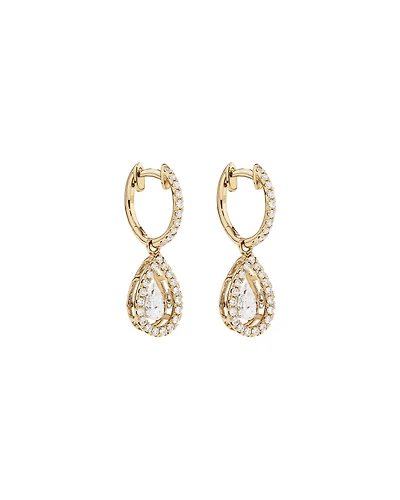 Lume Lab Huggie Earrings with 1.00 Carat TW Pear & Round Brilliant Laboratory-Grown Diamonds in 10kt Yellow Gold