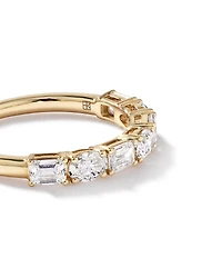 1.05 Carat TW Prong Set Emerald and Oval Cut Lab-Grown Diamond Wedding Band in 14kt Yellow Gold