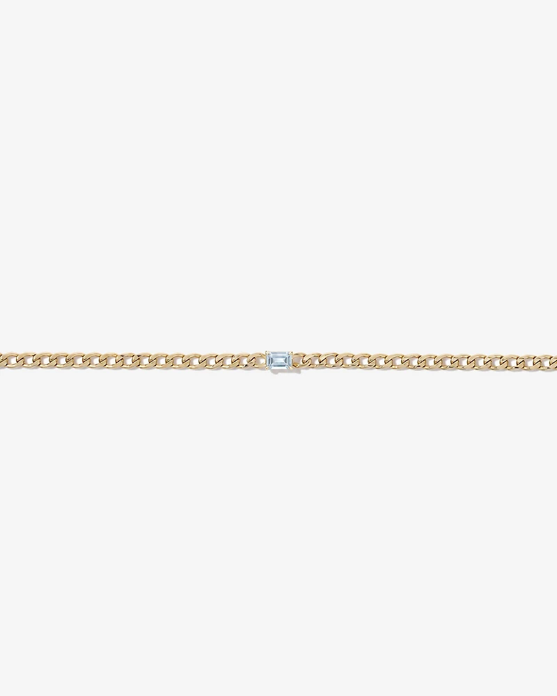 Bracelet gourmette Aigue-marine en or jaune 10 ct