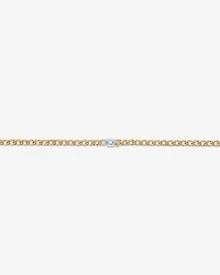 Bracelet gourmette Aigue-marine en or jaune 10 ct