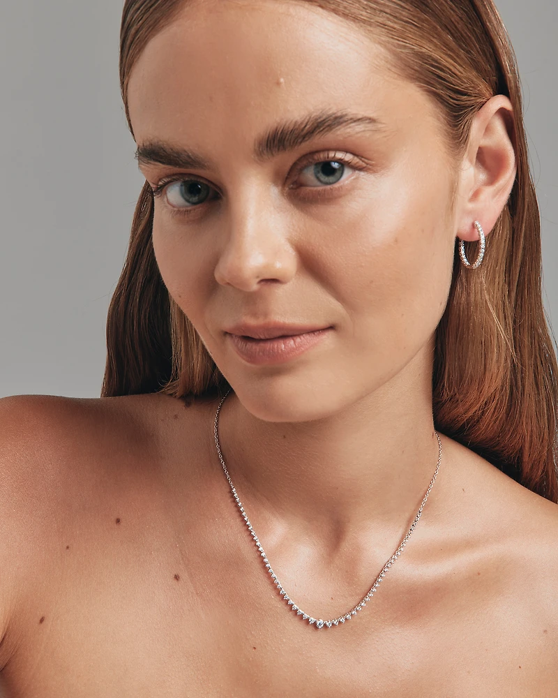 Carat TW Laboratory-Grown Diamond Tennis Necklace set 10kt White Gold