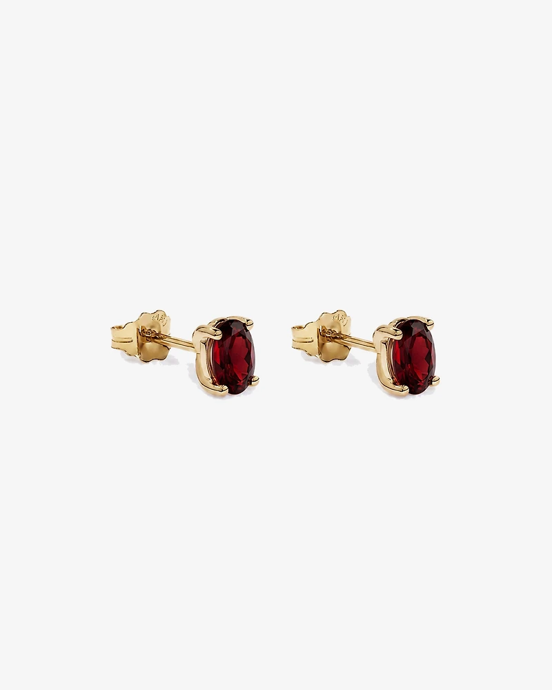 Oval Garnet Stud Earrings in 10kt Yellow Gold