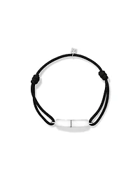 Engravable Black Cord ID Bracelet in Sterling Silver