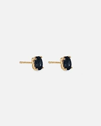 Oval London Blue Topaz Stud Earrings in 10kt Yellow Gold