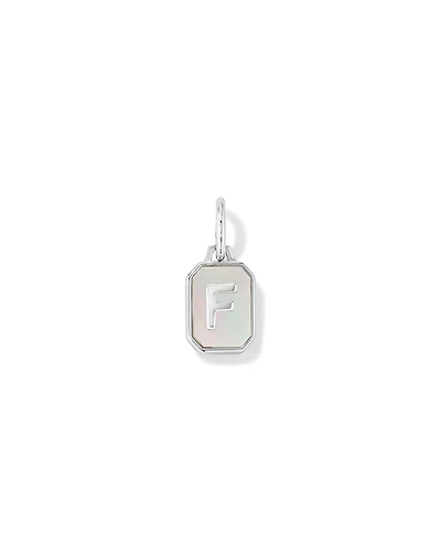 Letter F Mother of Pearl Initial Pendant in Sterling Silver