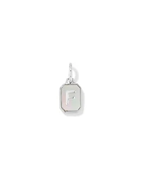Letter F Mother of Pearl Initial Pendant in Sterling Silver