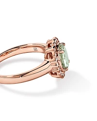 Green Amethyst & 0.20TW of Diamond Halo Ring 10kt Rose Gold