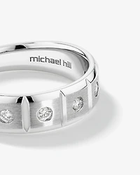 Carat TW Round Brilliant Bevelled Edge Men's Ring Platinum