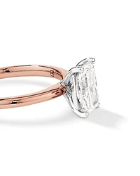 Bague de fiançailles solitaire en diamant de laboratoire TW Radiant de 1,25 carat en or rose et blanc 14 carats