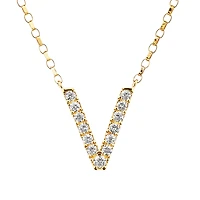 "V" Initial Necklace with 0.10 Carat TW of Diamonds in 10kt Yellow Gold
