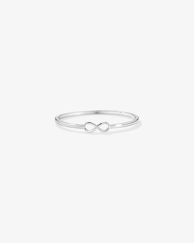 Diamond Accent Infinity Oval Hinge Bangle in Sterling Silver