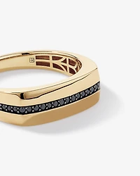 0,18 TW Bague masculine diamant noir en or jaune 10 carats