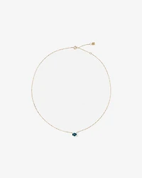 Oval East-West London Blue Topaz Necklace in 10kt Yellow Gold