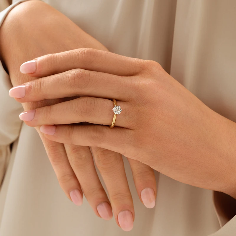 Certified Solitaire Engagement Ring with a 0.75 Carat TW Diamond in 18kt Yellow & White Gold