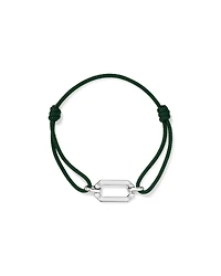 Green Cord Double Knotted Bracelet in Sterling Silver