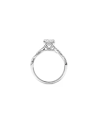 Bague de fiançailles en or blanc 14 carats avec diamant taille ovale 1,70 carat et anneau torsadé