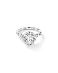 Bague en or blanc 14 carats sertie d'un diamant ovale de synthèse 2,15 (poids total) avec halo