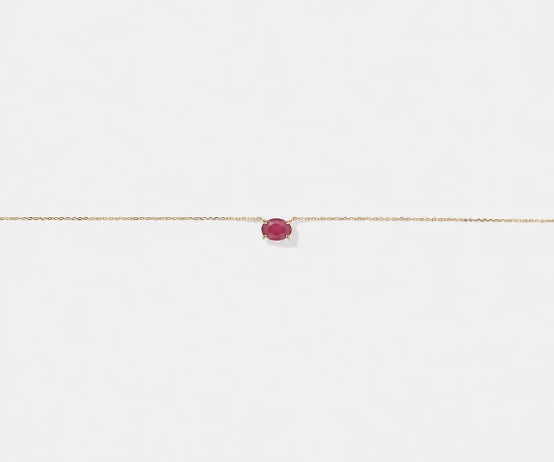 Collier ovale est-ouest Rubis en or jaune 10 ct