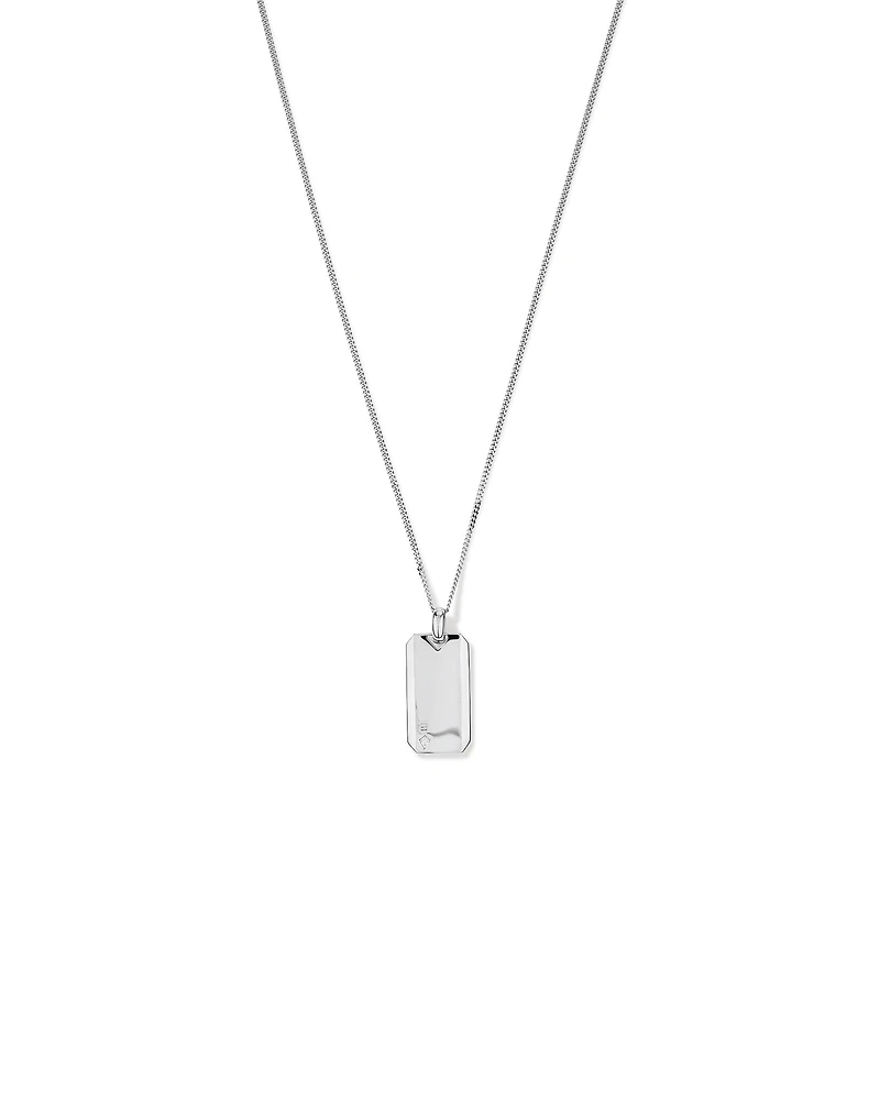 Plaque d'identité en argent sterling avec diamant