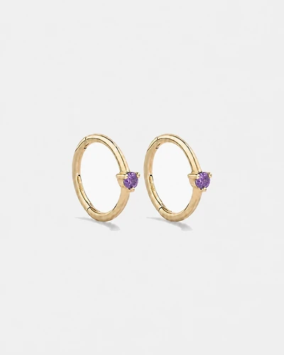 10mm Amethyst Accent Sleepers in 10kt Yellow Gold