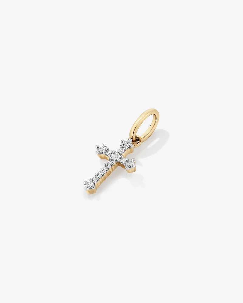 0.10 Carat TW Diamond Cross Pendant in 10kt Yellow Gold