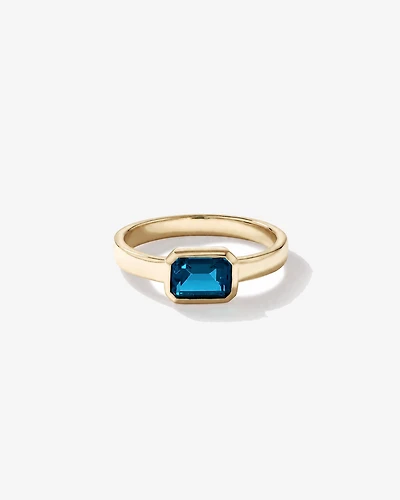 London Blue Topaz Bezel Ring 10kt Yellow Gold