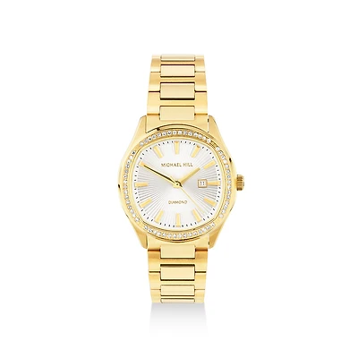 Ladies 0.40 Carat TW Diamond Quartz Watch in Yellow Gold Tone Stainless Steel