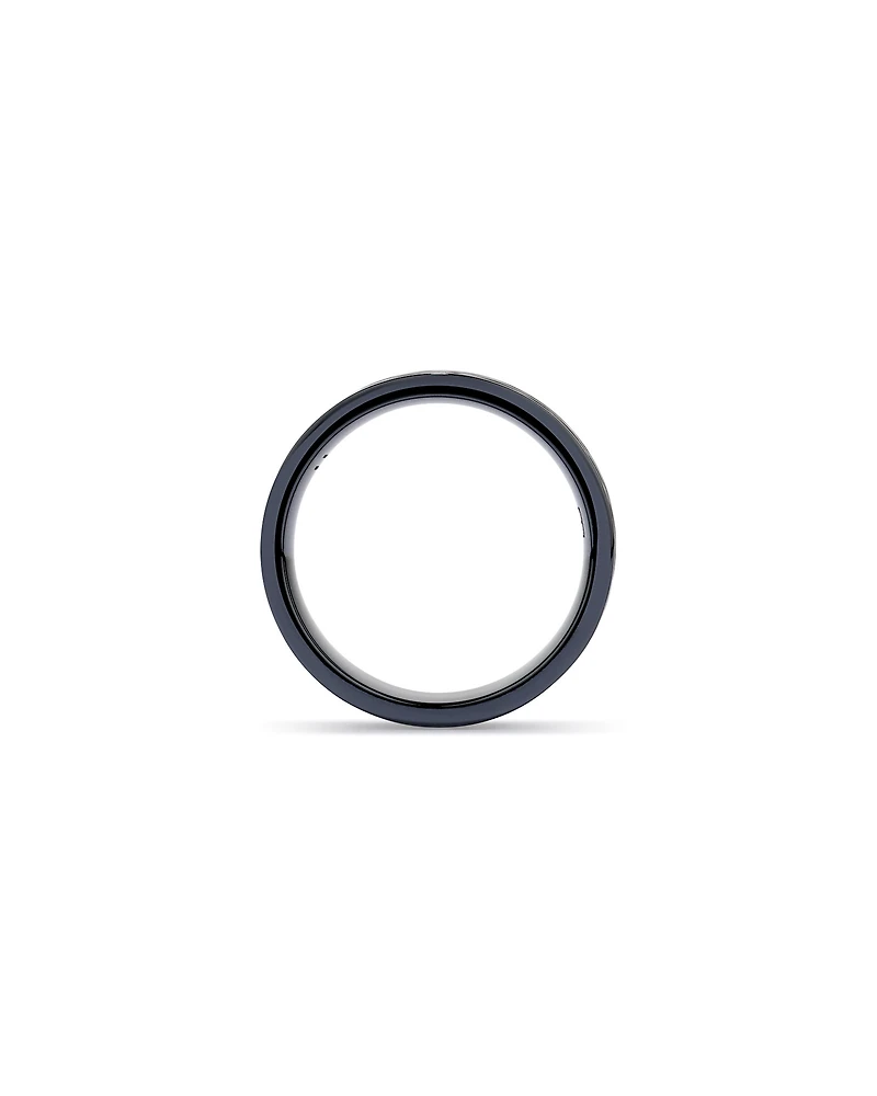 7mm Patterned Wedding Band in Black Titanium