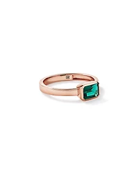 Created Emerald Bezel Ring 10kt Rose Gold