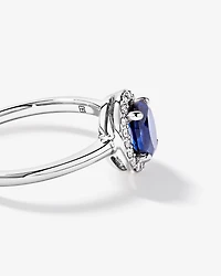Création de la bague halo en diamant Sapphire & 0.10TW cultivée laboratoire or jaune 10kt et Rhodium