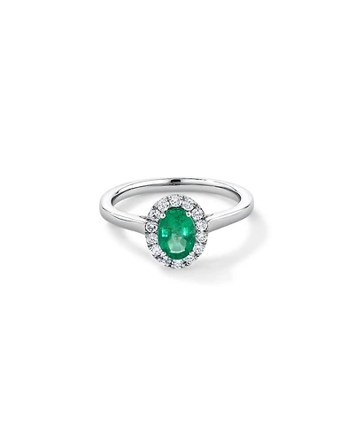 0.25 Carat TW Oval Emerald and Diamond Ring in Recycled Platinum