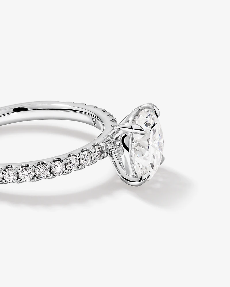2.31 Carat TW Round Brilliant Lab-Grown Diamond Side Accent Engagement Ring in 14kt White Gold