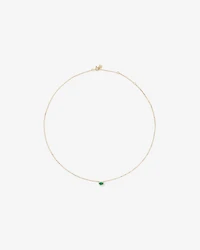 Oval Cut Green Emerald Gemstone and 0.05 Carat TW Diamond Halo Necklace in 10kt Yellow Gold