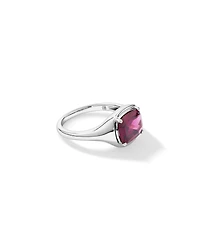 Elongated Cushion Cut Raspberry Rhodolite Garnet East-to-West Set Ring 10kt Gold