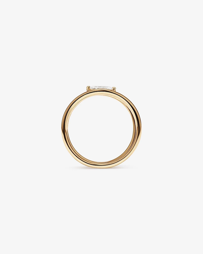Anneau de dérivation en diamant laboratoire 0,43 carat TW Round Brilliant and Marquise Cut or jaune 10 carats