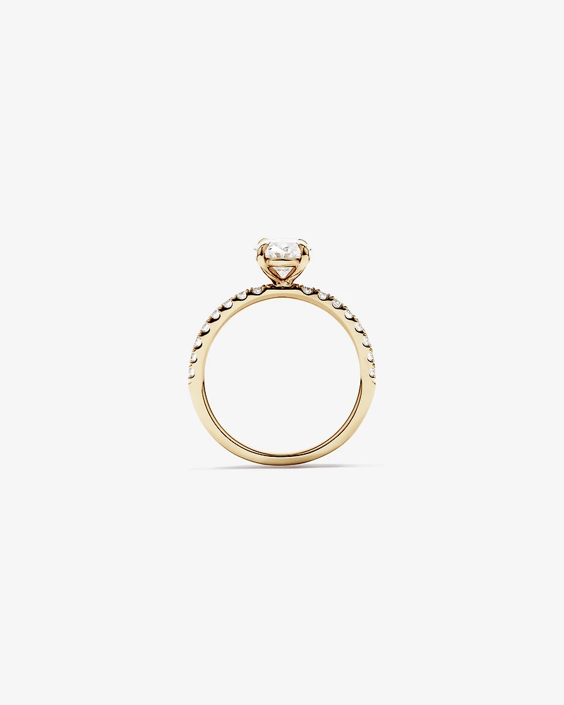 1.81 Carat TW Oval Lab-Grown Diamond Side Accent Engagement Ring 14kt Yellow Gold