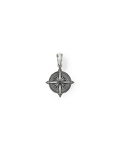 Pendentif Boussole avec Diamant Noir en Argent Sterling