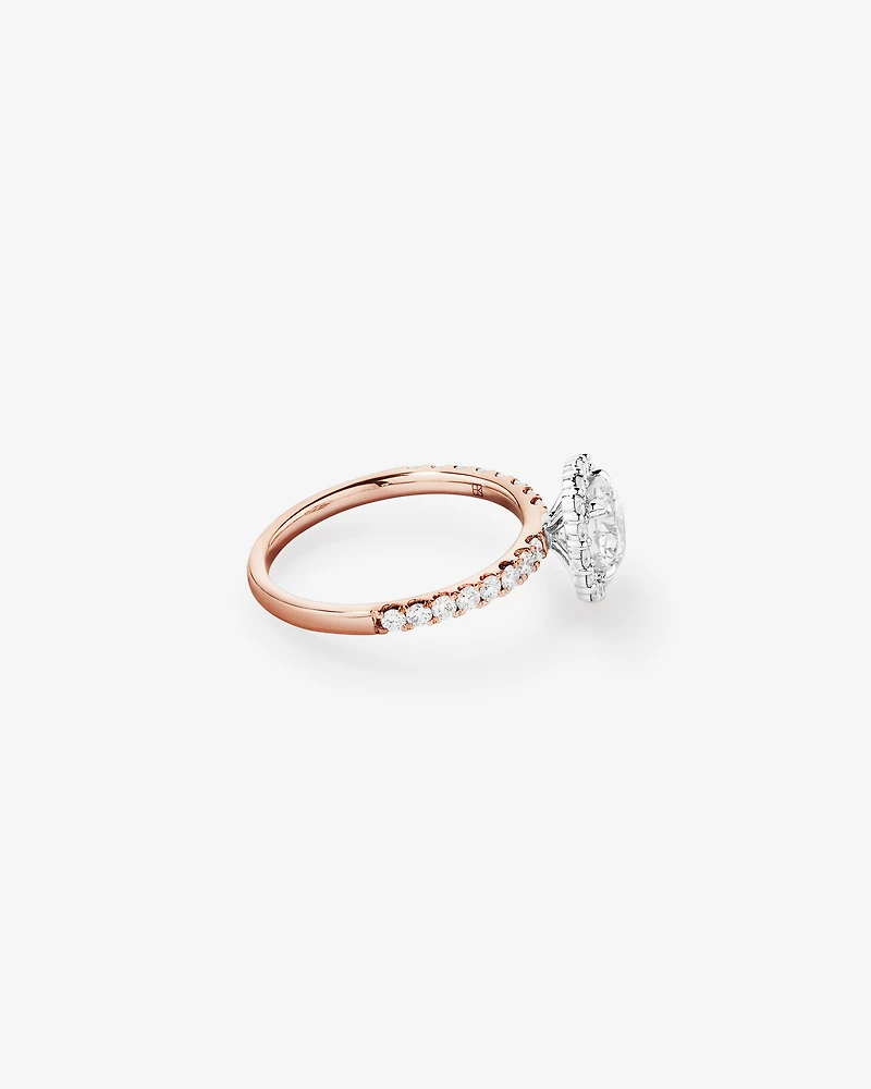 1.79 Carat TW Round Brilliant Laboratory-Grown Diamond Halo Engagemet Ring 14kt Rose and White Gold