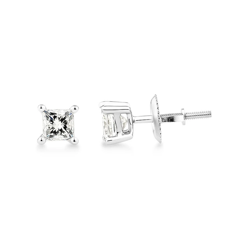 Certified Stud Earrings with 0.96 Carat TW of Diamonds in 14kt White Gold