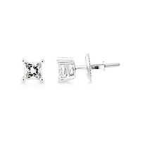 Certified Stud Earrings with 0.96 Carat TW of Diamonds in 14kt White Gold