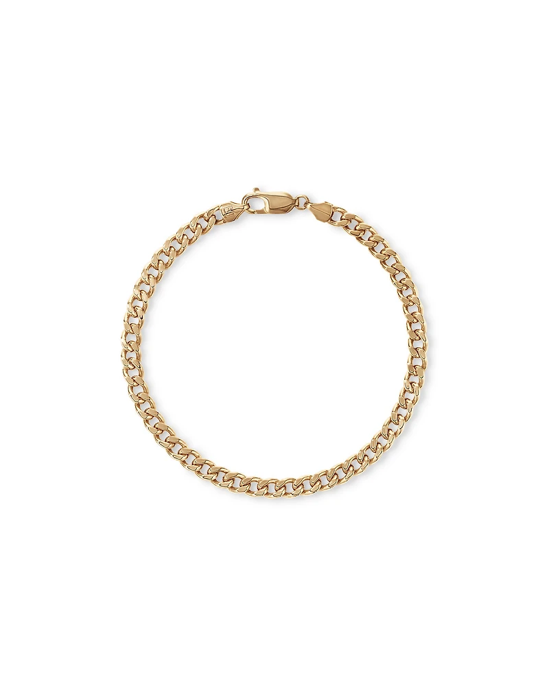21cm (22") 5.5mm Width Semi Solid Diamond Cut Curb Bracelet in 10kt Yellow Gold