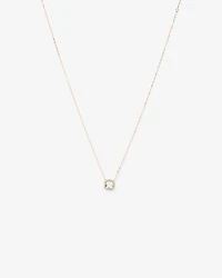 Cushion Cut Green Amethyst Gemstone and 0.15 Carat TW Diamond Halo Pendant Necklace in 10kt Yellow Gold