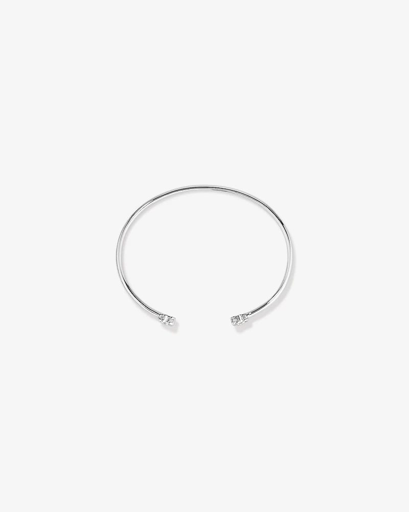Bracelet Jonc Ouvert En Argent Sterling Avec Cœur Bombé Pavé De Zircon Cubique