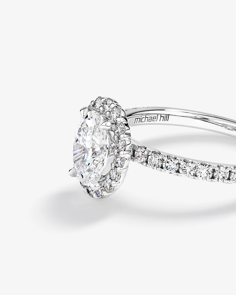 1.78 Carat TW Laboratory-Grown Diamond Oval Halo Ring in 14kt White Gold