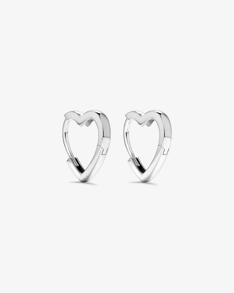 11mm Heart Shape Huggie Earrings in Sterling Silver