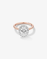2.34 Carat TW Oval Cut Laboratory-Grown Diamond Halo Engagement Ring in 14kt Rose Gold