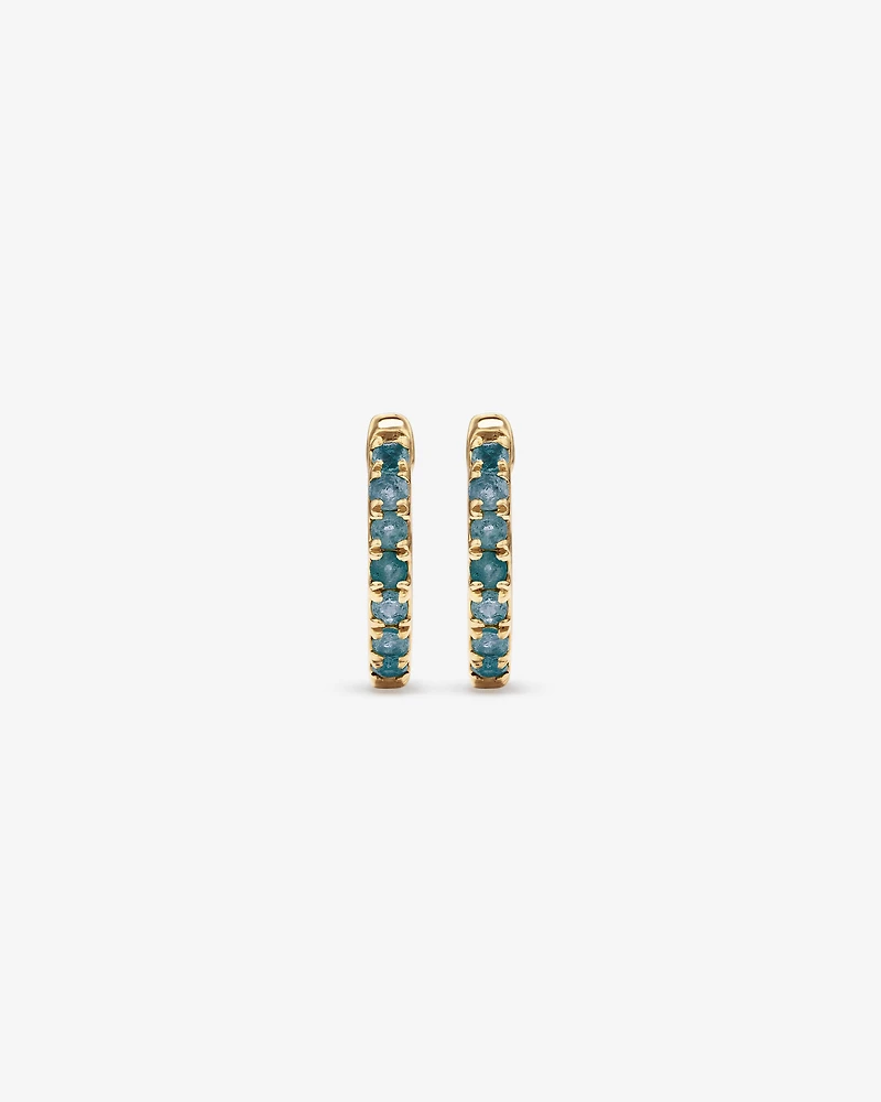 Créoles à topaze bleu de Londres en or jaune 10 carats