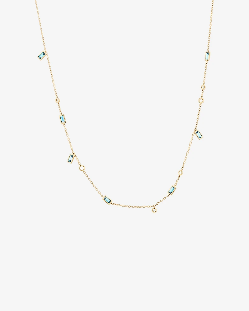 London Blue Topaz Necklace with .14 Carat TW Diamonds in 10kt Yellow Gold